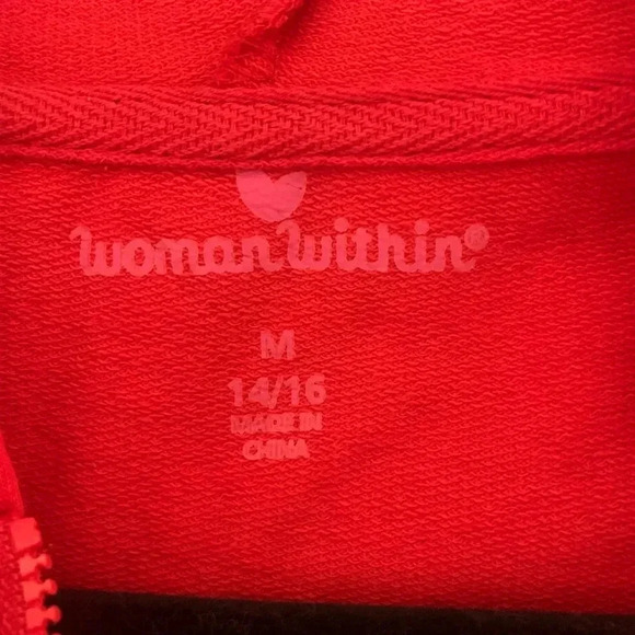 14/16 Woman Within Quarter Zip pullover with sleeves can be rolled up or down. - Picture 5 of 6